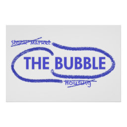 "The Bubble" Blue and White logo poster.